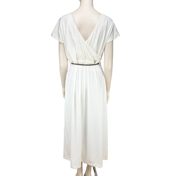 ADAY Minimalist Multiway Stretch Travel Whiteโ Maxi Dress with Black Belt sz S - Picture 5 of 16